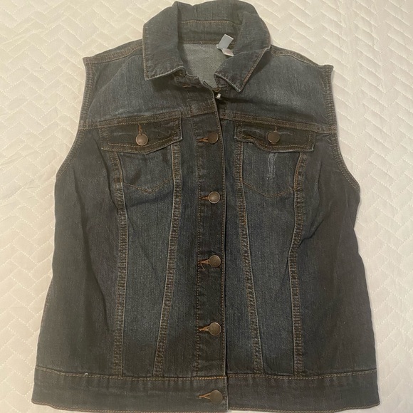 Xhilaration Denim Button Down Vest - Picture 1 of 5